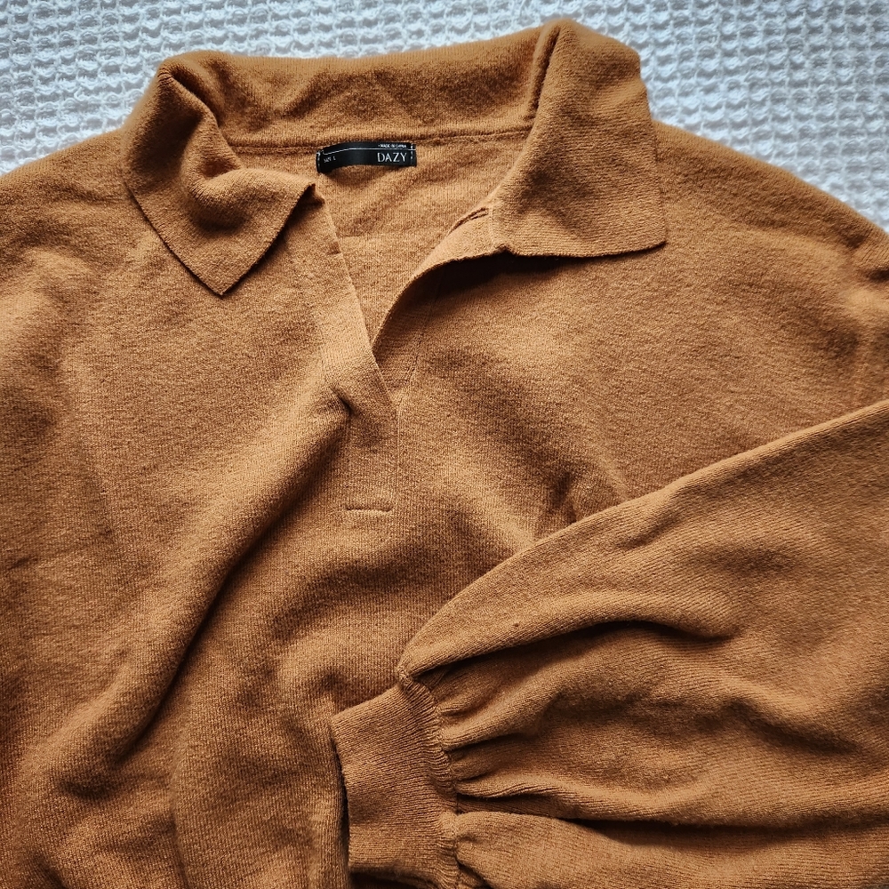 burnt orange collar sweater